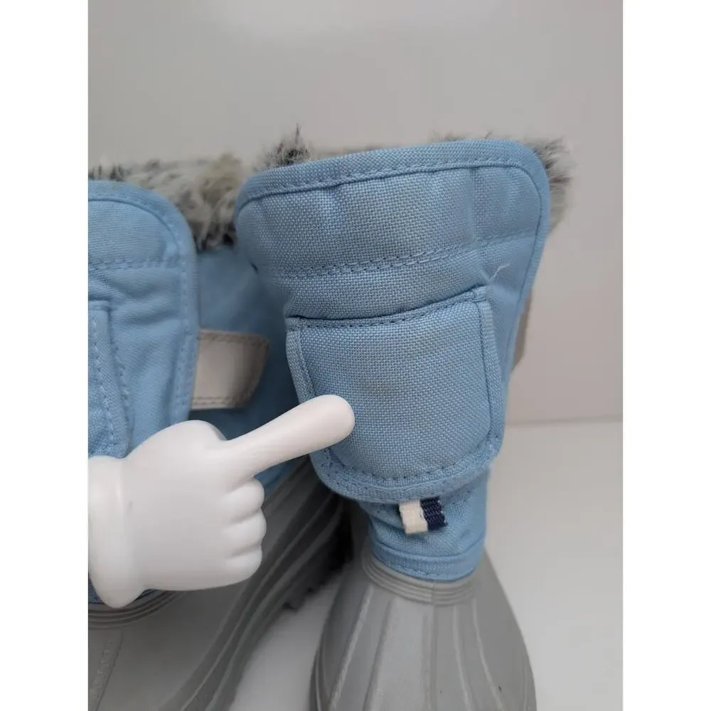 Toddler Kids Blue Grey Snow Boots Outdoor Ankle Winter Boot Size US 8 T